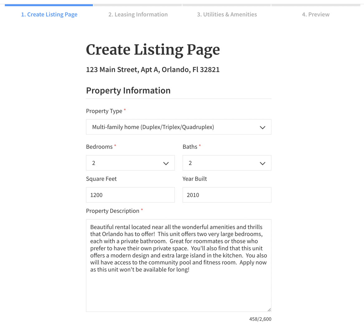 How do I use RentSpree's Listing Page?